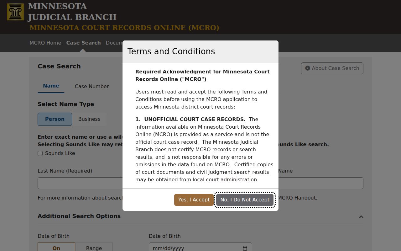 Douglas County case lookup MCRO case search form