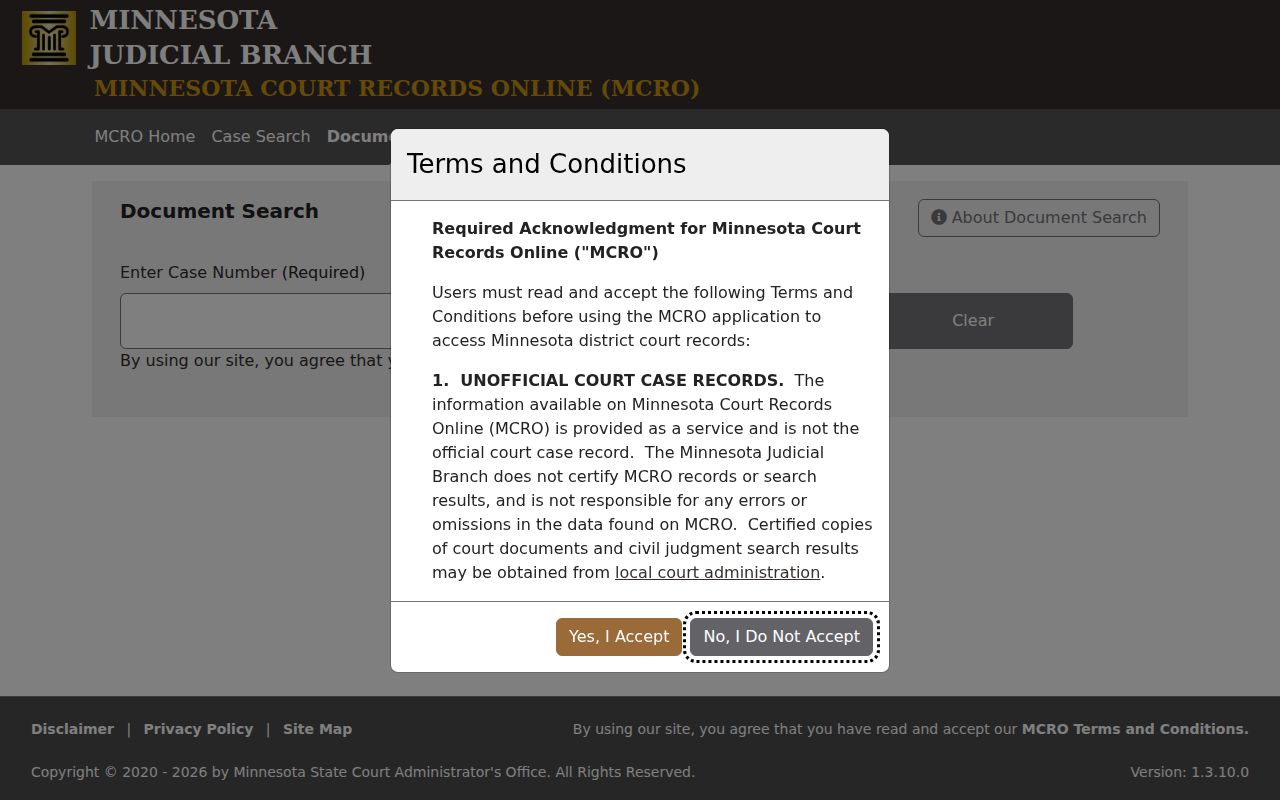 Douglas County case lookup document search field