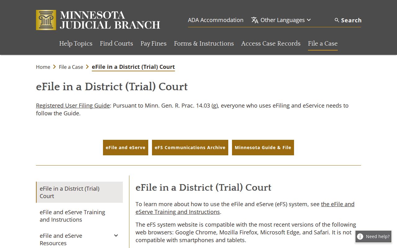 Douglas County case lookup Minnesota eFile and eServe access page