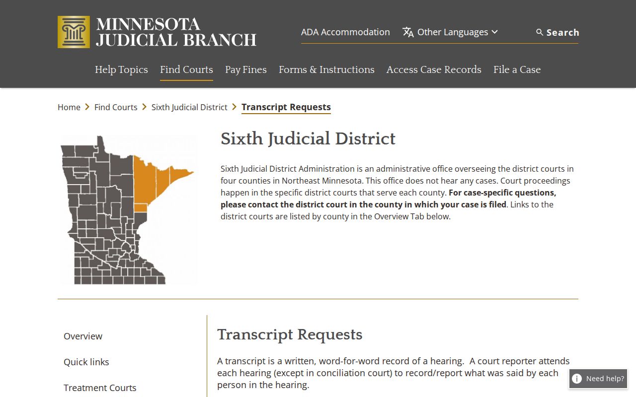 Douglas County court dates transcript request reference
