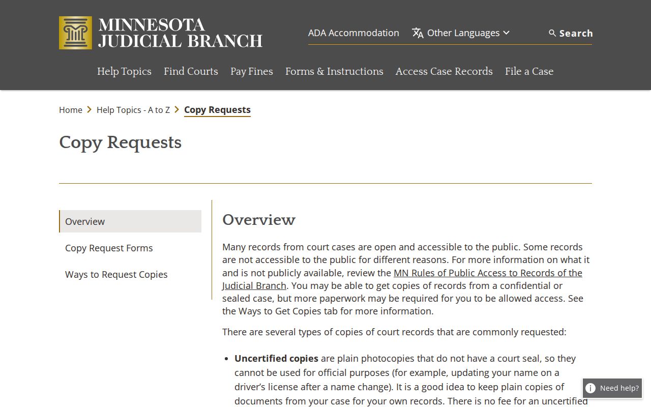 Douglas County court record search copy types and certification guidance